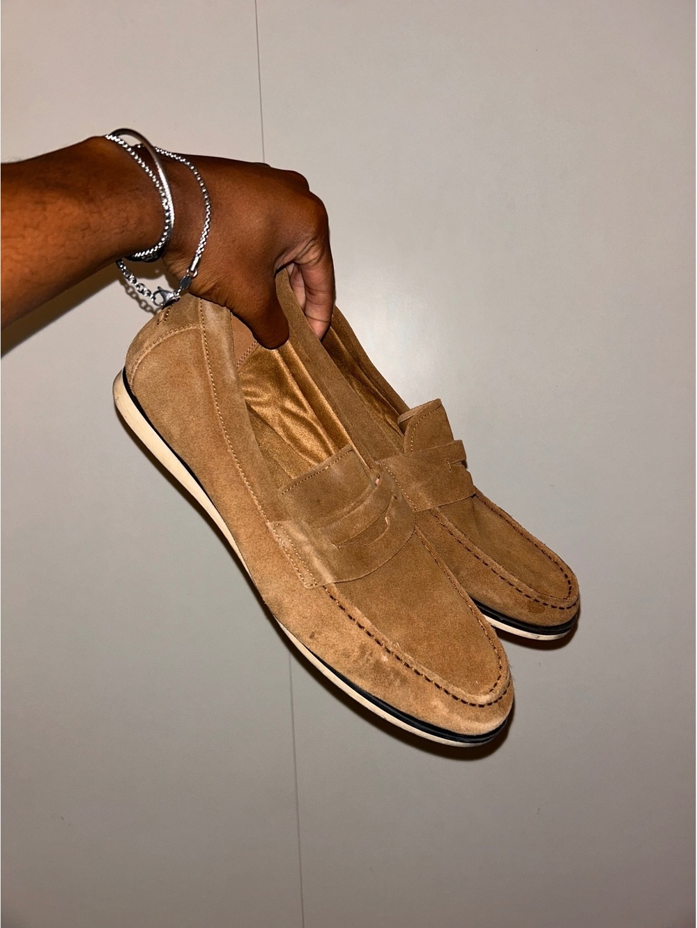 Men's Tan Suede Loafers Slip-Ons by INVIT